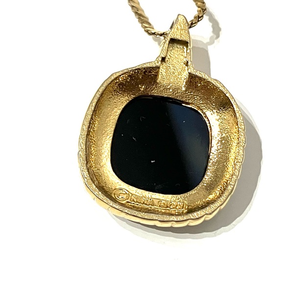 Vintage Nina Ricci Gold Tone Rhinestone Necklace - Picture 3 of 7